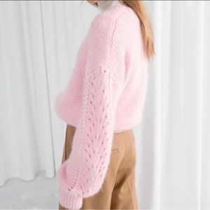 & Other Stories Pink Mohair Eyelet Sweater